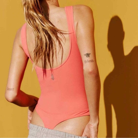 Free People heart of gold leotard bodysuit in strawberry - Picture 4 of 6